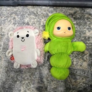 Green Caterpillar Plush Toy and Pink Hedgehog Plush
